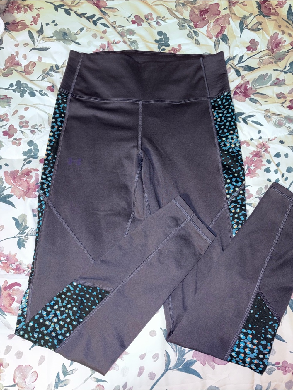 Under Armour Purple Leggings with Blue Speckle Panels